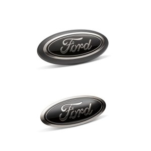 Ford Super Duty Emblem Kit - Front + Rear - Ford Racing - Smoked Chrome Oval w/o Camera Provision - Black - `20-`22